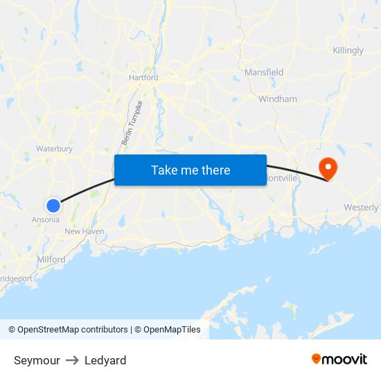 Seymour to Ledyard map