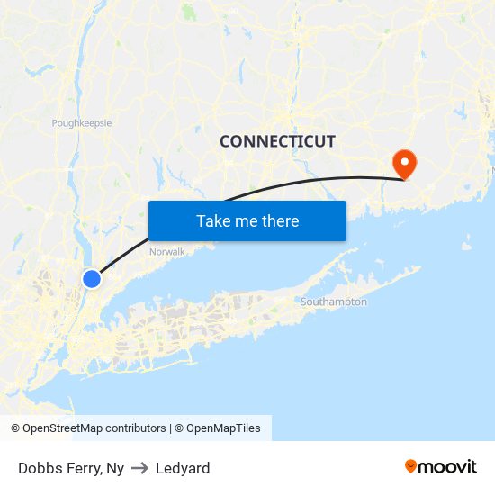 Dobbs Ferry, Ny to Ledyard map