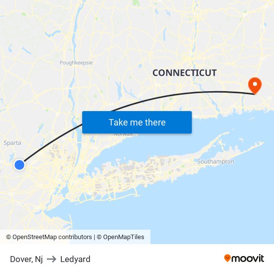 Dover, Nj to Ledyard map