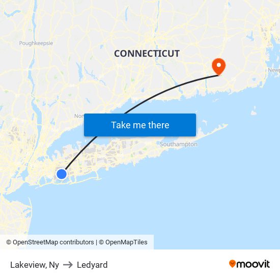 Lakeview, Ny to Ledyard map