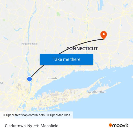 Clarkstown, Ny to Mansfield map
