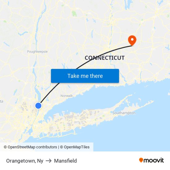 Orangetown, Ny to Mansfield map