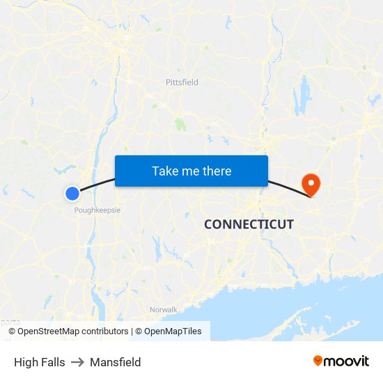 High Falls to Mansfield map