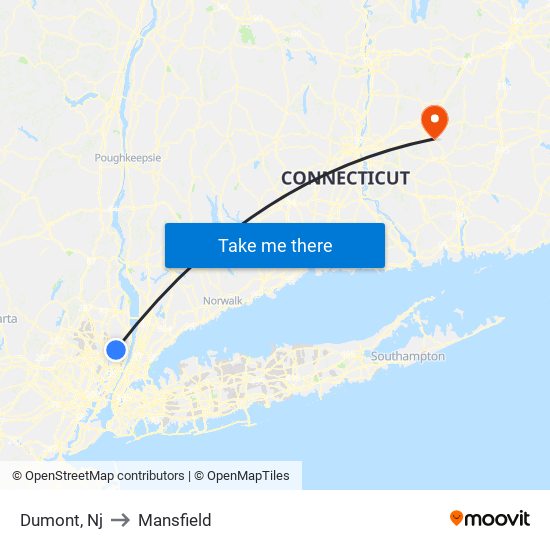 Dumont, Nj to Mansfield map