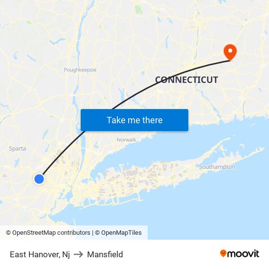 East Hanover, Nj to Mansfield map