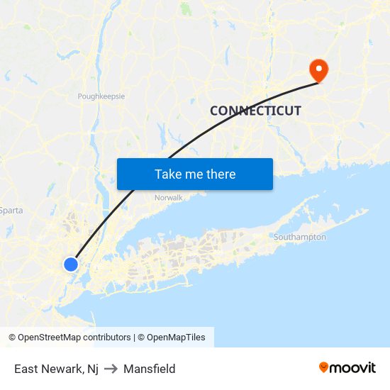 East Newark, Nj to Mansfield map