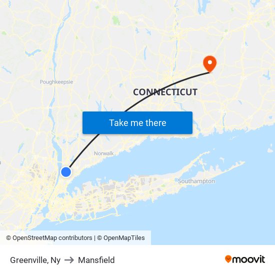 Greenville, Ny to Mansfield map