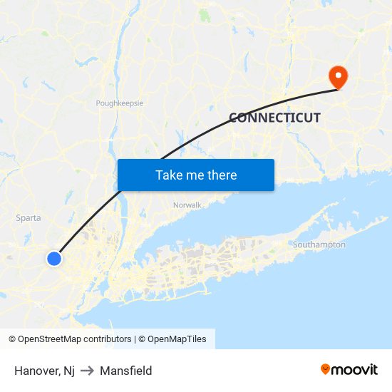 Hanover, Nj to Mansfield map