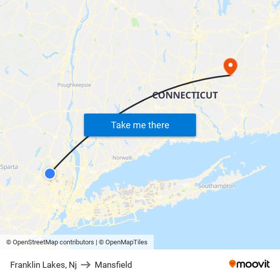 Franklin Lakes, Nj to Mansfield map