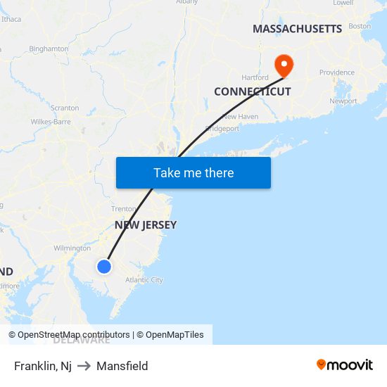 Franklin, Nj to Mansfield map