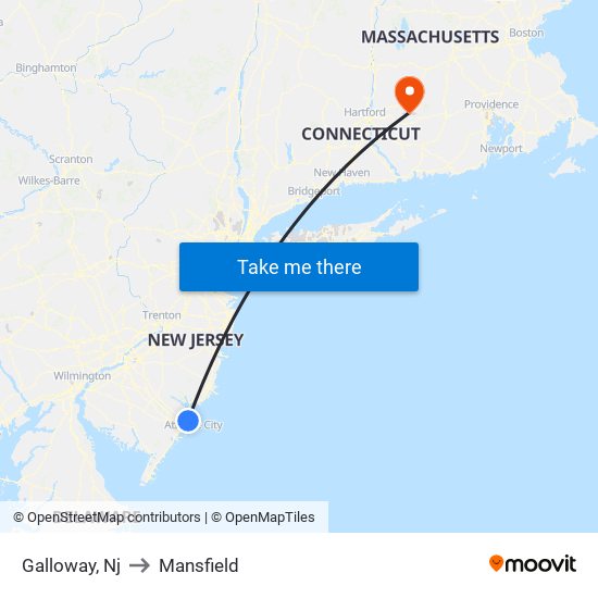 Galloway, Nj to Mansfield map