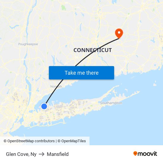 Glen Cove, Ny to Mansfield map