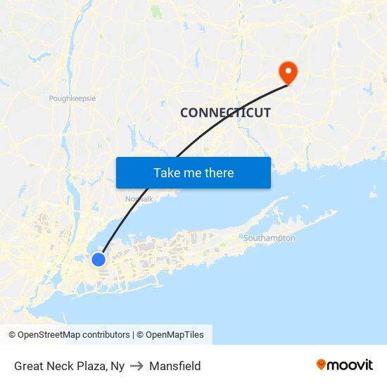Great Neck Plaza, Ny to Mansfield map