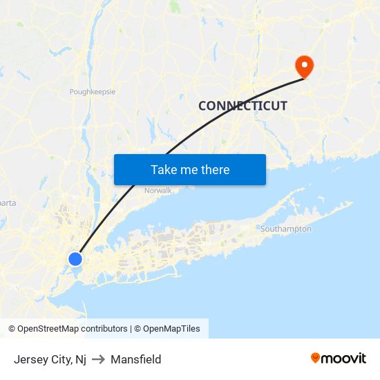 Jersey City, Nj to Mansfield map