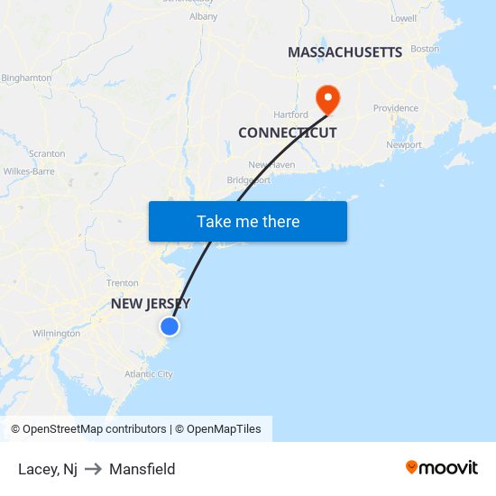 Lacey, Nj to Mansfield map