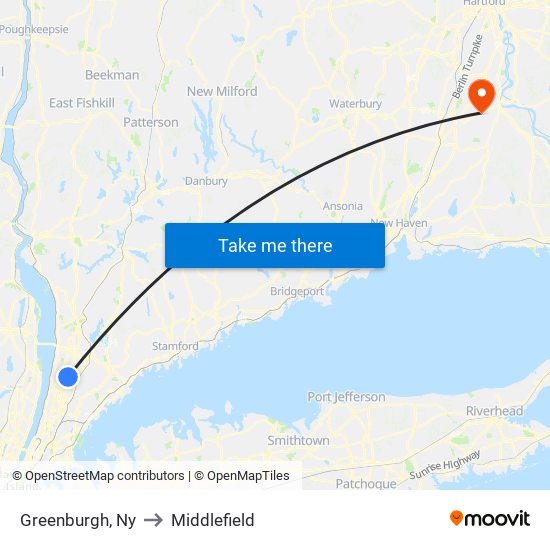 Greenburgh, Ny to Middlefield map