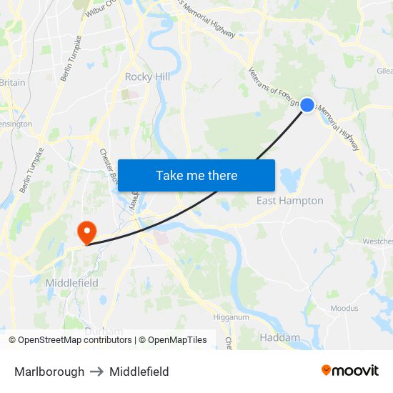 Marlborough to Middlefield map