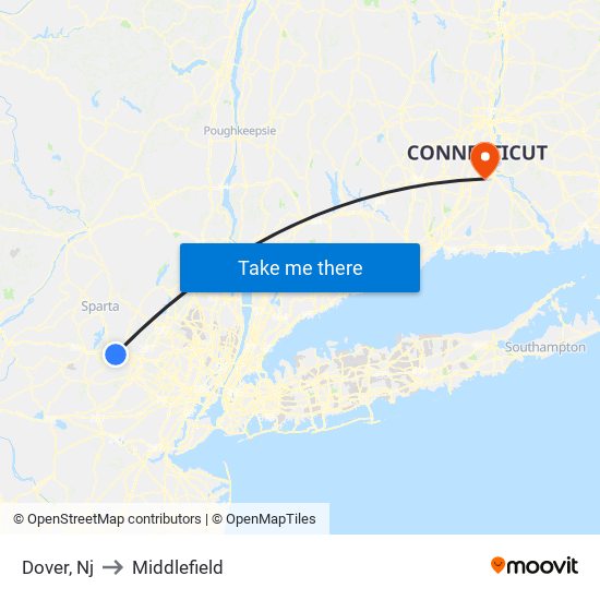 Dover, Nj to Middlefield map