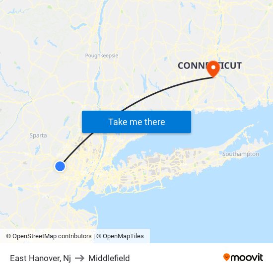 East Hanover, Nj to Middlefield map