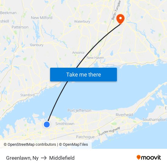 Greenlawn, Ny to Middlefield map