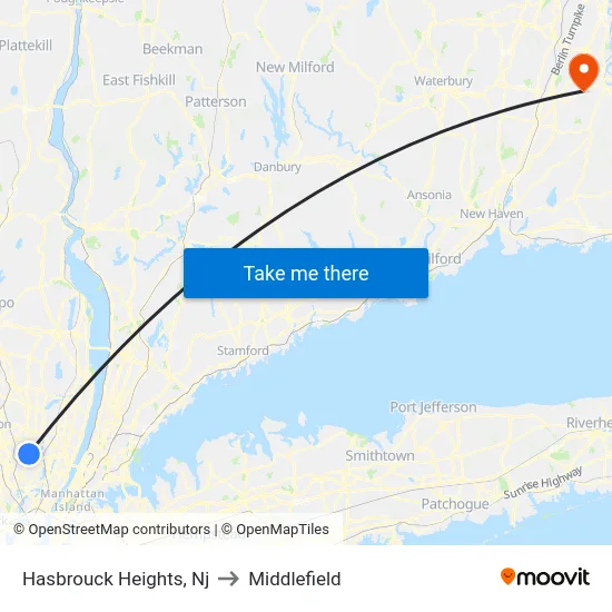 Hasbrouck Heights to Middlefield map