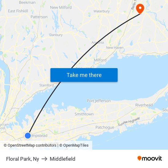 Floral Park, Ny to Middlefield map