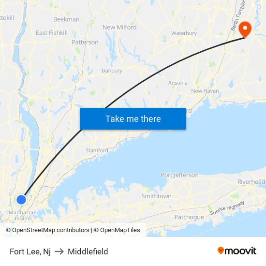 Fort Lee, Nj to Middlefield map