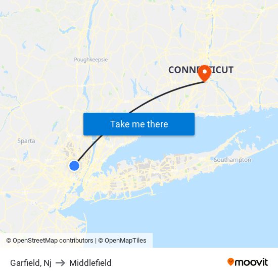 Garfield, Nj to Middlefield map