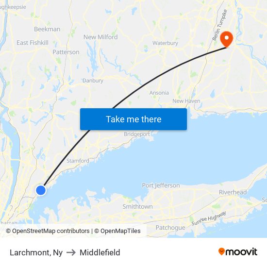 Larchmont, Ny to Middlefield map