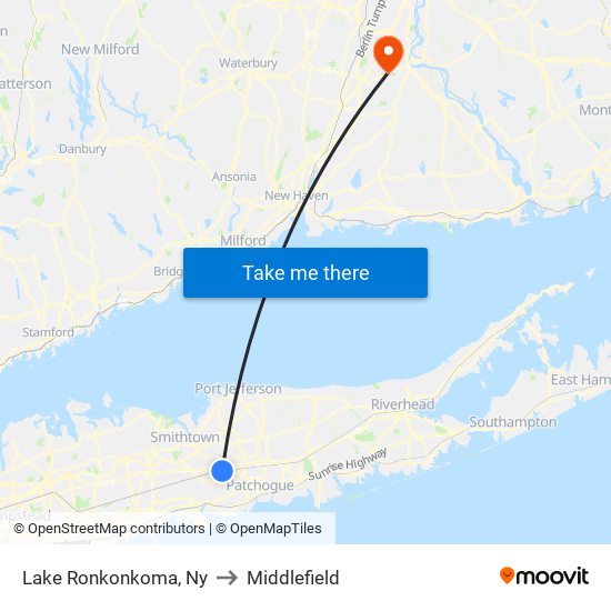 Lake Ronkonkoma, Ny to Middlefield map