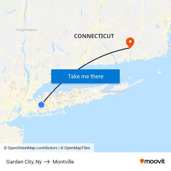 Garden City, Ny to Montville map
