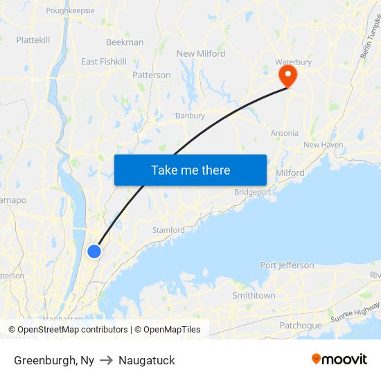 Greenburgh, Ny to Naugatuck map