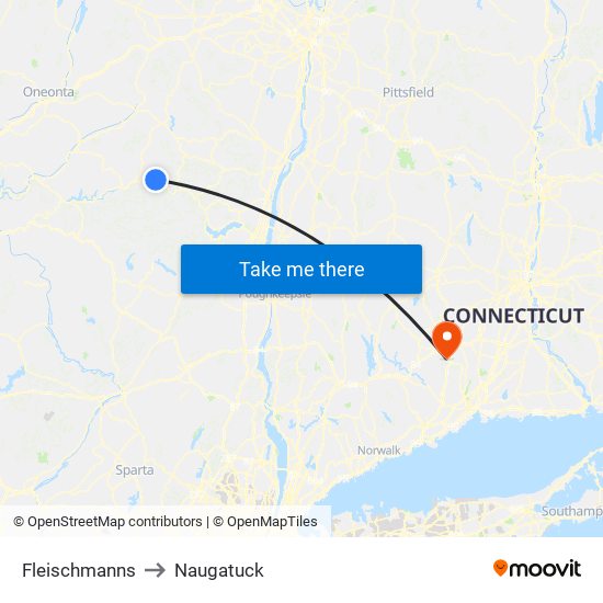 Fleischmanns to Naugatuck map