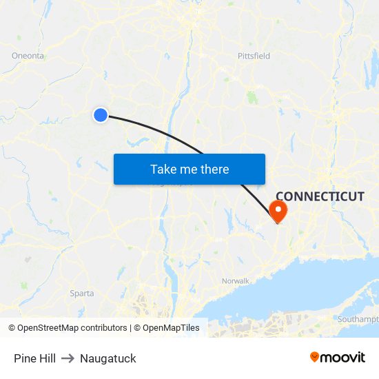 Pine Hill to Naugatuck map