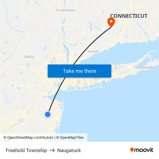 Freehold Township to Naugatuck map