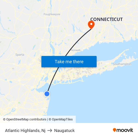 Atlantic Highlands, Nj to Naugatuck map