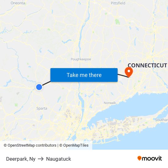 Deerpark, Ny to Naugatuck map