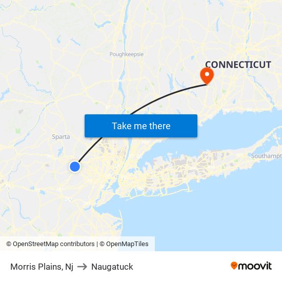 Morris Plains, Nj to Naugatuck map