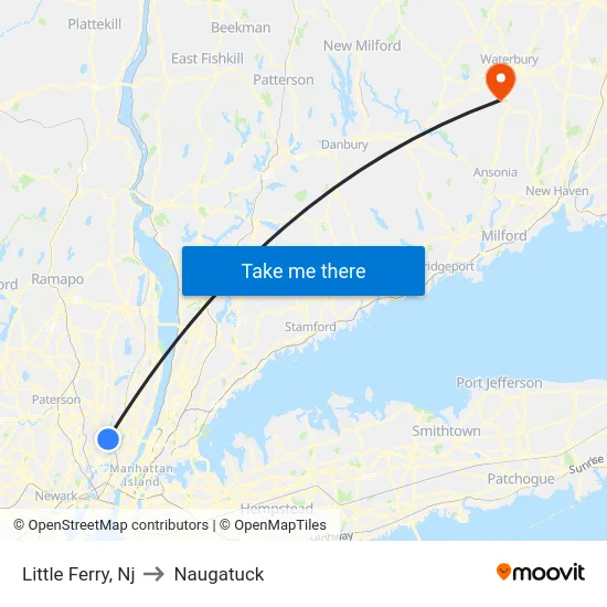 Little Ferry to Naugatuck map
