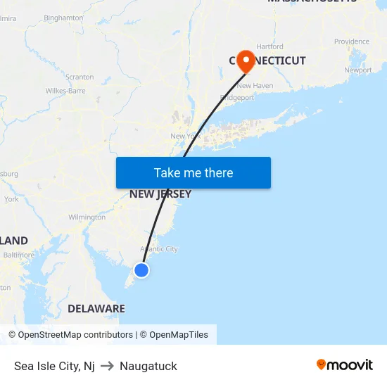 Sea Isle City to Naugatuck map