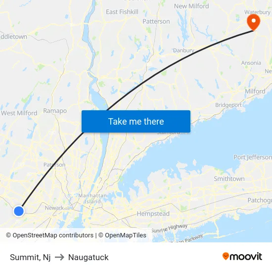 Summit to Naugatuck map