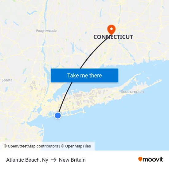 Atlantic Beach to New Britain map