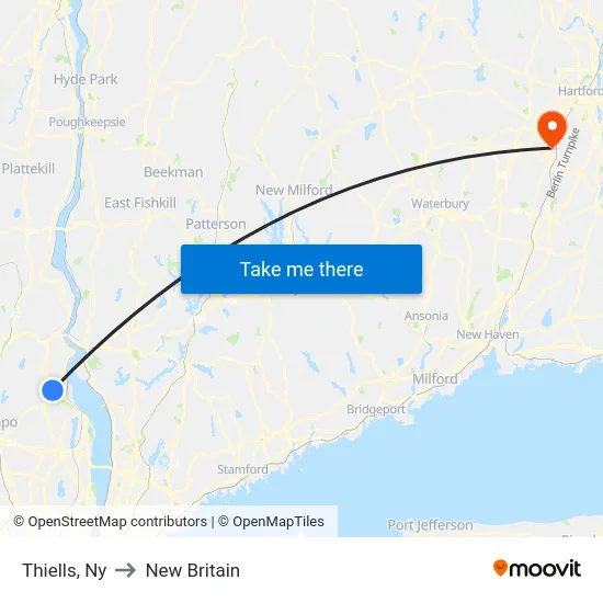Thiells to New Britain map