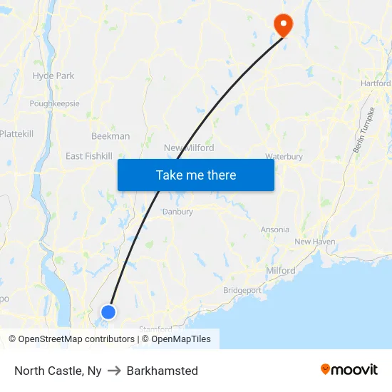 North Castle to Barkhamsted map