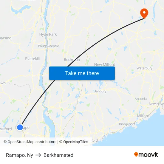 Ramapo to Barkhamsted map