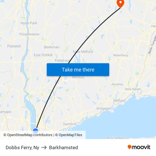 Dobbs Ferry, Ny to Barkhamsted map