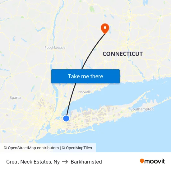 Great Neck Estates to Barkhamsted map