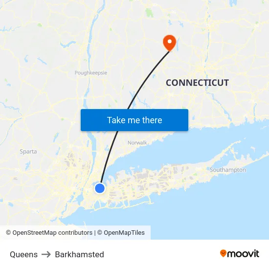Queens to Barkhamsted map