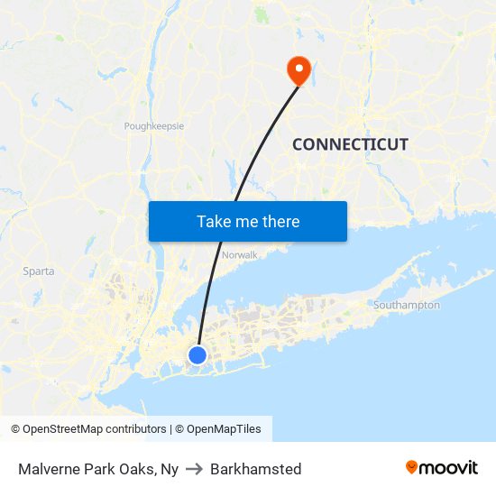 Malverne Park Oaks, Ny to Barkhamsted map