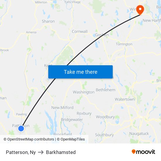 Patterson, Ny to Barkhamsted map